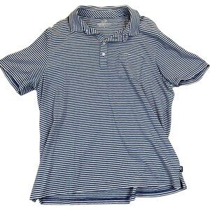 Vineyard Vines Women's Polo Shirt L Blue & White Striped 100% Cotton Classic Fit